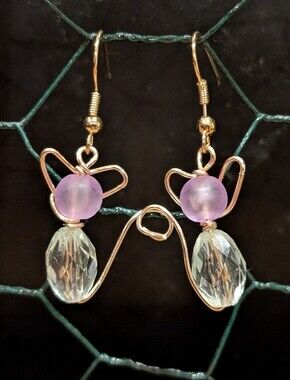 Handcrafted Gold-Tone Pink Crystal Drop Earrings